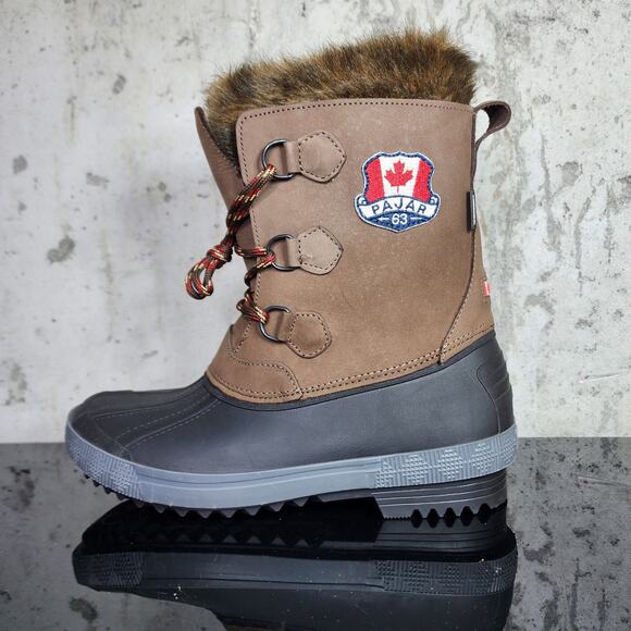 MSRP $190 Pajar Canada Cali Winter Boots Brown Black Women’s Size 10 New - Picture 2 of 5